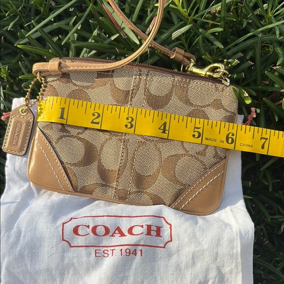 Coach Tan and Brown Signature Wristlet w/ mini Dustbag - Picture 8 of 9